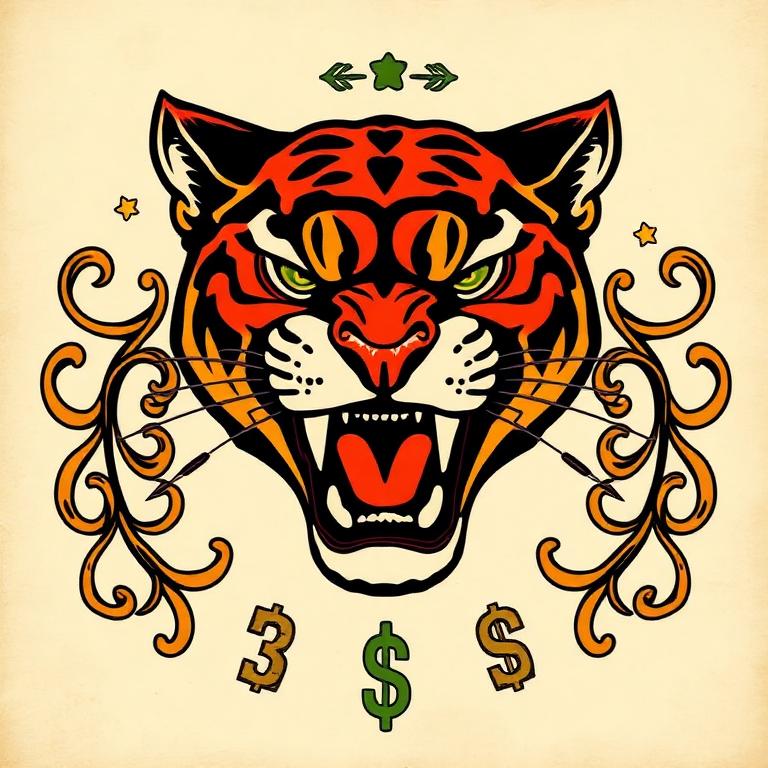 Traditional panther tattoo